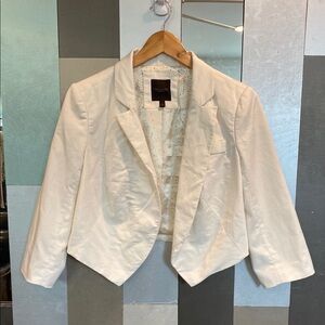 THE LIMITED Women's Elegant White Cropped Blazer Jacket